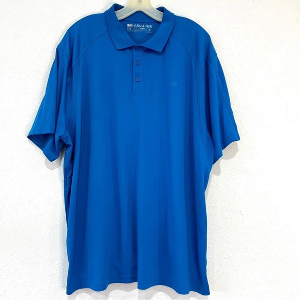 Ariat Tek Blue Short Sleeve Polo Shirt Mens Size XXL